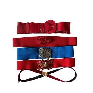 Vintage 80's stretch belts decorative buckle multi color costume retro